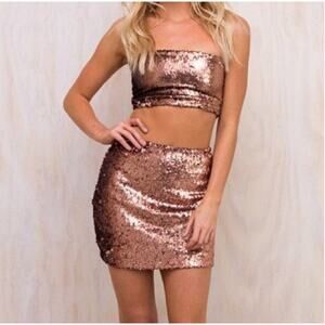 Motel Cherry Tube Sequin Skirt
